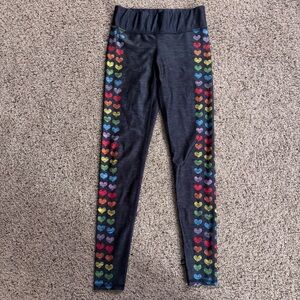 Terez Rainbow Hearts Yoga Pants Size Small